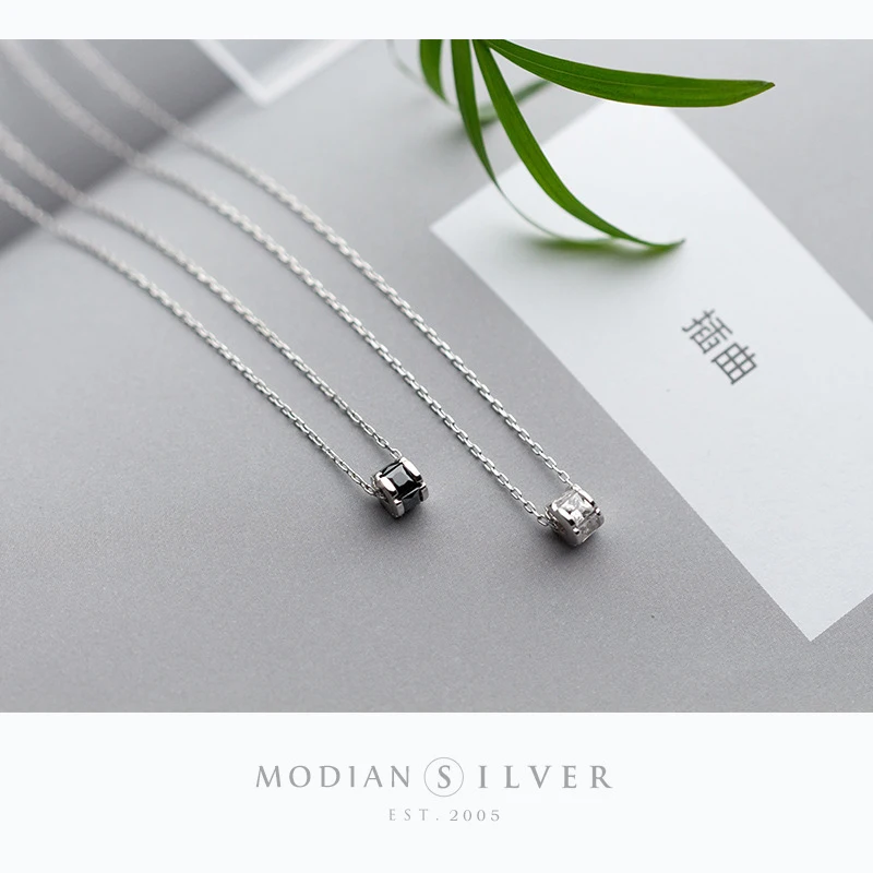 Цепочка Modian с круглым кулоном из черного и прозрачного циркона модное ожерелье