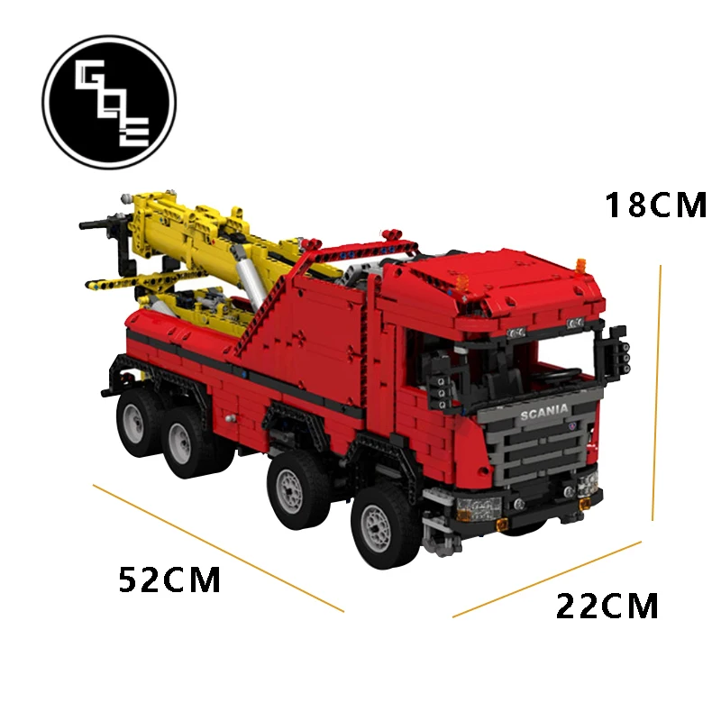 

High-Tech Car Scania 8x8 Extreme tow truck MOC-0583 6x6 All Terain Tow Truck off-road building blocks Brick toys for kids gifts