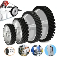 150200250300mm grooved rubber contact wheel dynamically balanced belt grinder sanding belt set for metal grinding