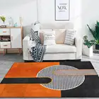 Ковер в современном стиле ретро оранжевый черный серый твидовый геометрический Коврик для гостиной, дивана, прикроватный нескользящий напольный коврик для спальни