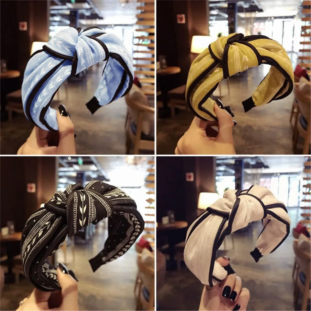 Ободок для волос Однотонный женский модный бант с перехлёстом простой милый