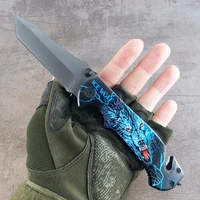 free shipping 3d ice wolf tactical folding knife aluminium steel handle sharp blade survival camping edc outdoor knife