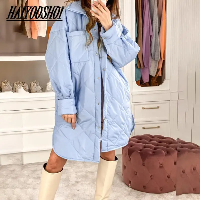 

Женская длинная куртка с длинным рукавом, повседневная хлопковая куртка с длинным рукавом, верхняя одежда для зимы