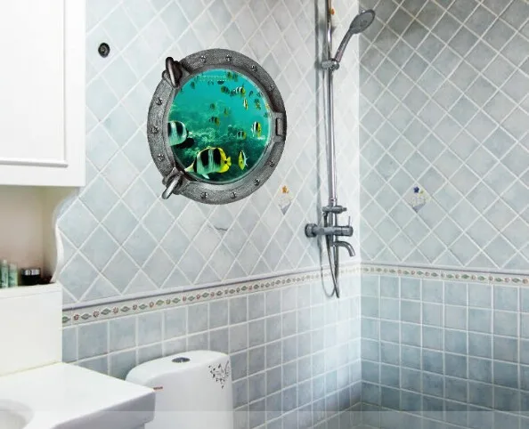 Diy 3d подводный мир подводная лодка цветные настенные наклейки тропическая рыба