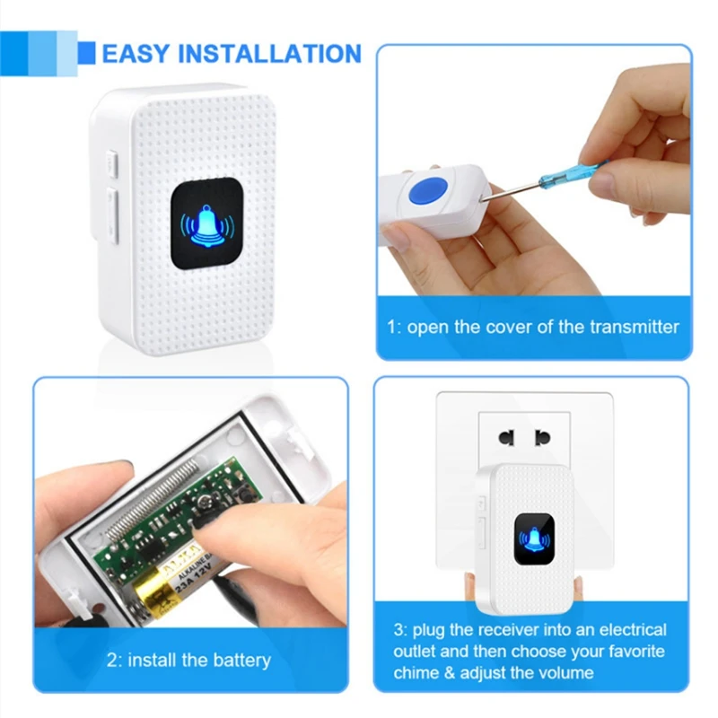 Умный дверной звонок Домашний Электронный 1 Драг 2 беспроводной пейджер|Дверной