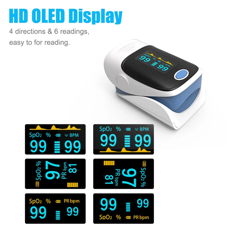 SpO2 Pulse Oximeter Portable Finger OLED Oximeter Heart Rate Monitor Blood oxygen Saturation Meter Household Health Monitors