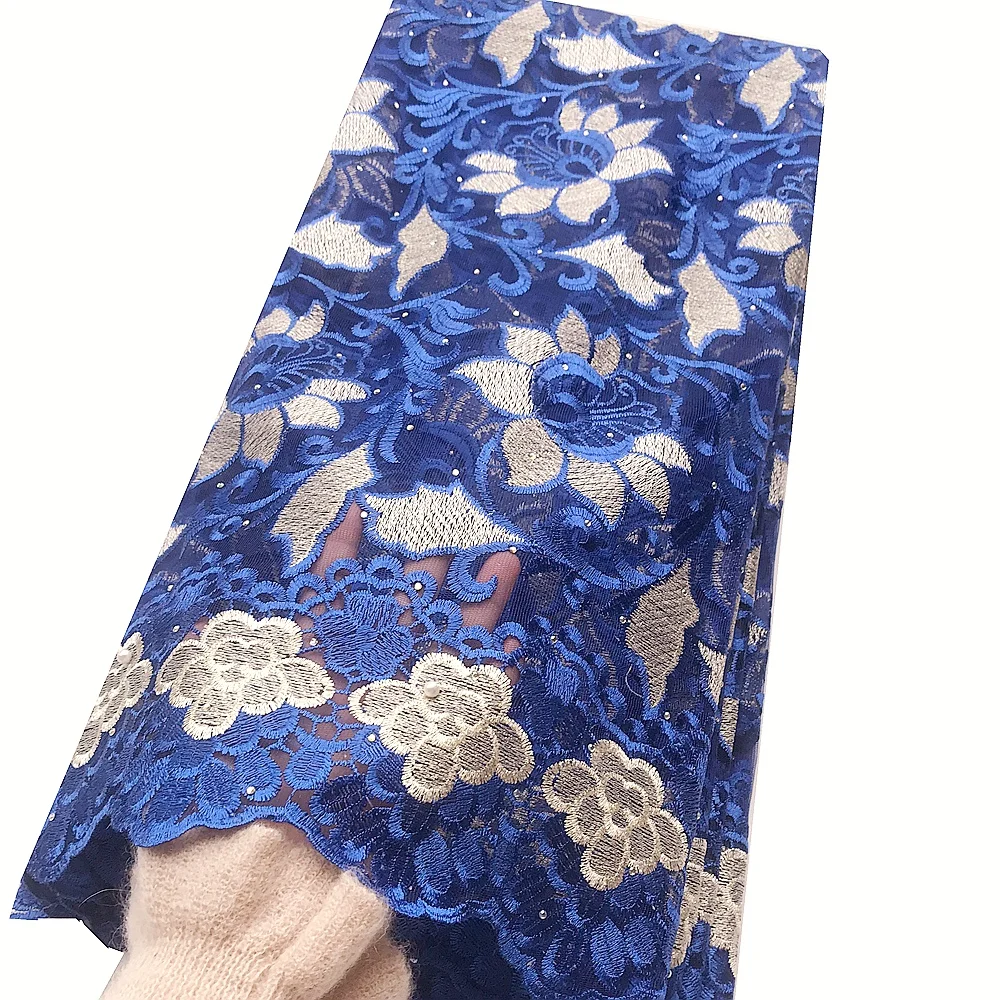 2020 Высококачественная африканская красная Тюлевая кружевная ткань с камнями