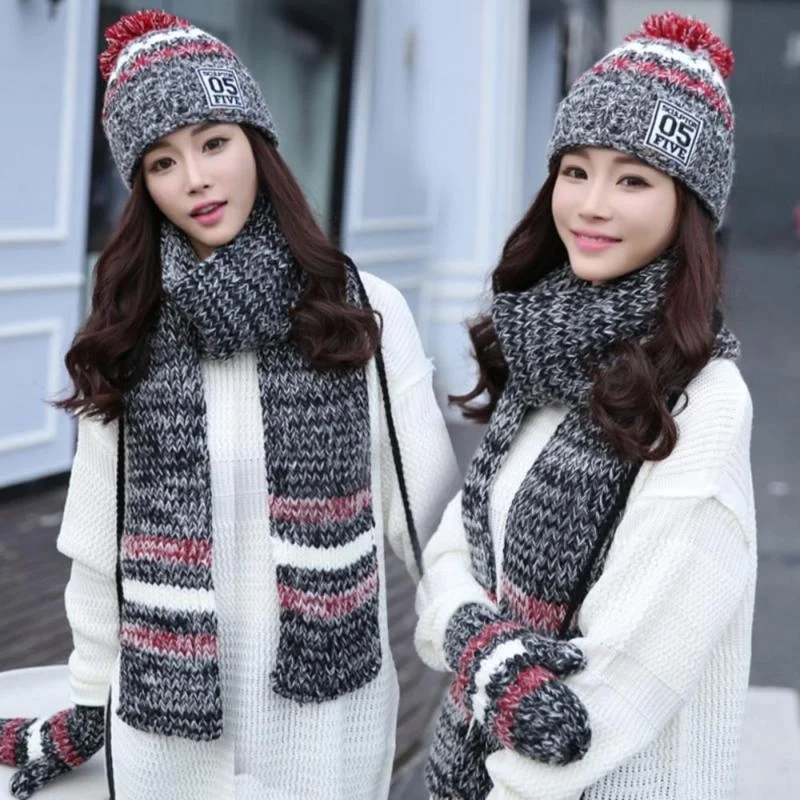 3 шт./компл. меховая шерстяная вязаная шапка с мехом енота женская теплые шапки