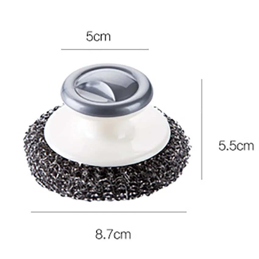 

Stainless Steel Scourers with Plastic Handle, Steel Wool Scrubber Pad Kitchen Bathroom Cleaning Brush for Dishes, Pots, Pans