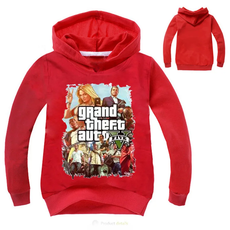 Детские толстовки с капюшоном Grand Theft Auto GTA детские футболки длинным рукавом топы