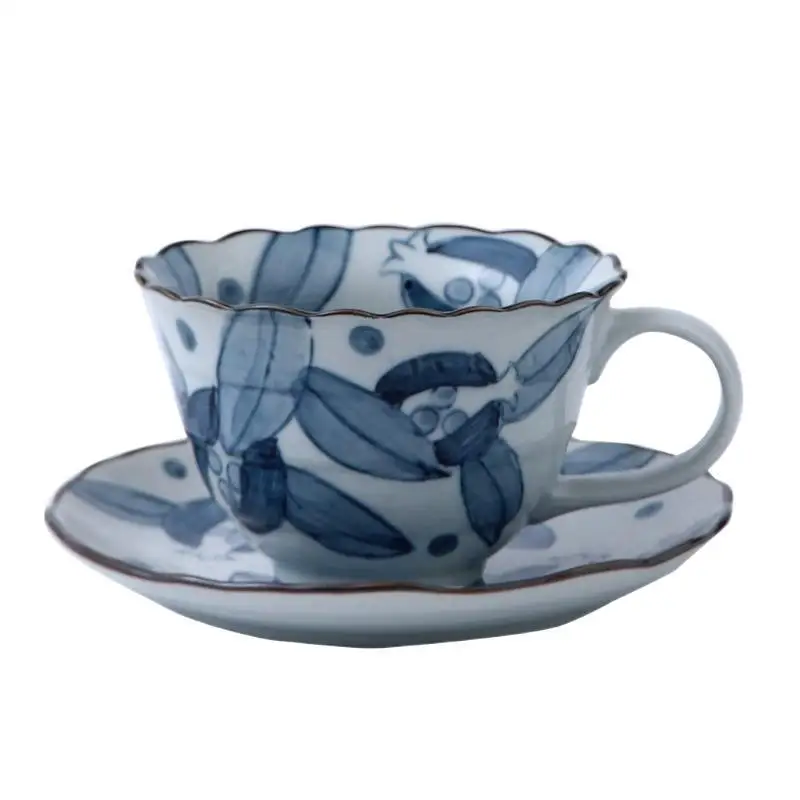 

Vintage Flower Tea Coffee Cup Set European Gold Rim Mate Eco Friendly Coffee Cup Set Arabic Travel Canecas Drinkware BY50BD