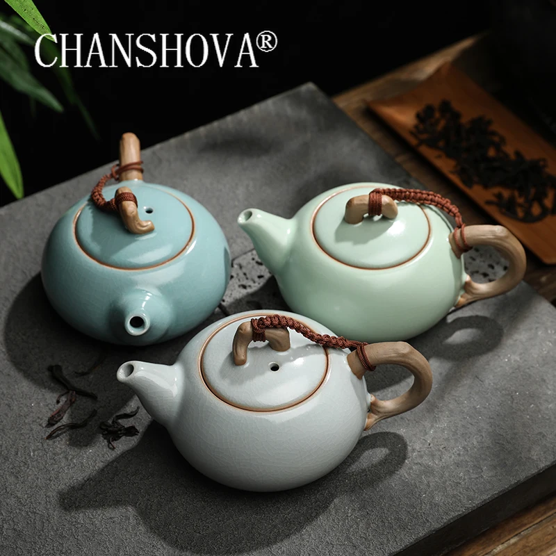 

CHANSHOVA 200 мл Традиционный китайский Стиль бусины кракле, небольшие керамические чайник Китай ру печной фарфор чайный сервиз G113