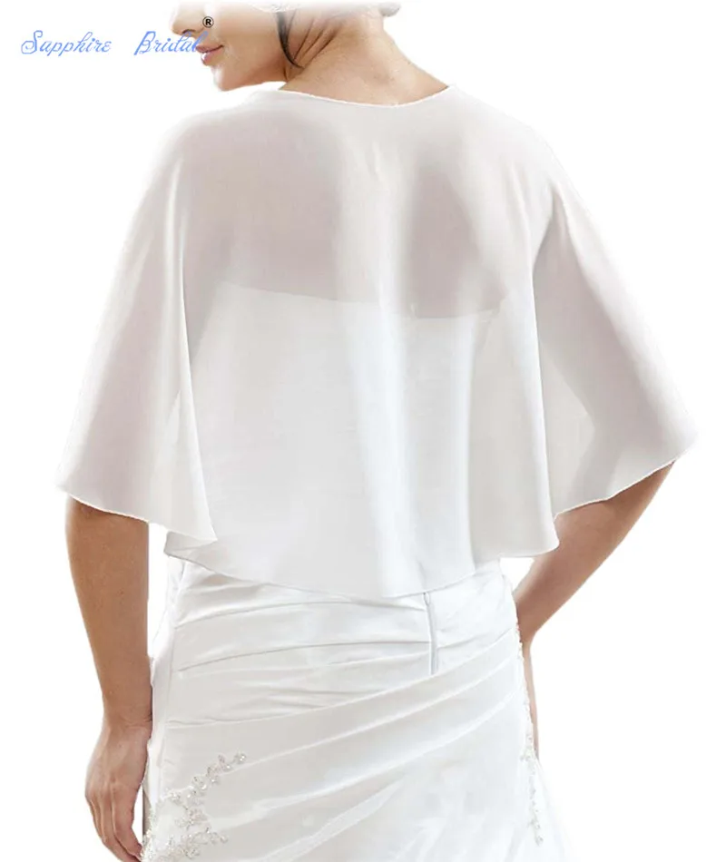 

Sapphire Bridal White Black Ivory Burgundy Vestido De Festa Women Shawl Wraps Shrug Chiffon Evening Wedding Cape Bolero Cover Up