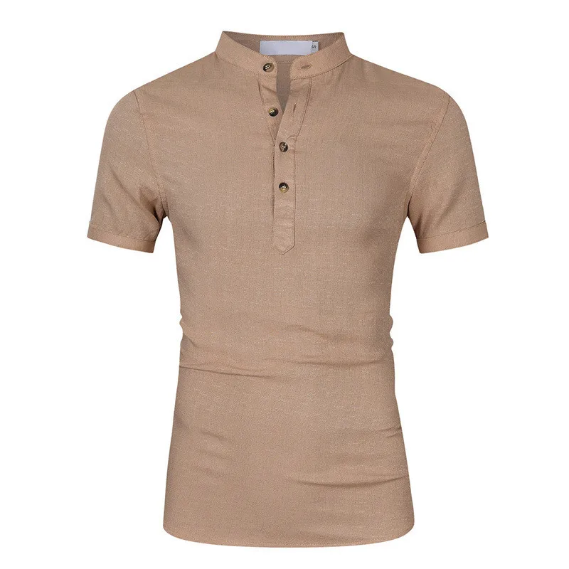 

2019 summer linen Shirt casual men's short sleeved shirts breathes Cool hawaiian shirt loose European size High Quality