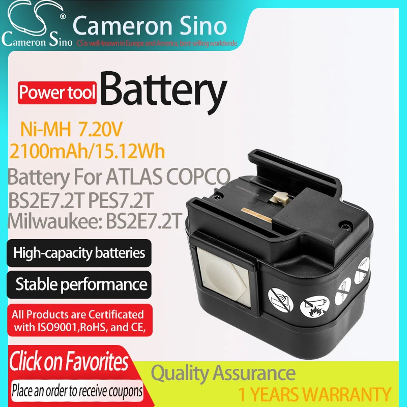 

Аккумулятор Cameron Sino для электроинструментов ATLAS COPCO BS2E7.2T PES7.2T, подходит для Milwaukee BS2E7.2T PES 7,2 T, сменный аккумулятор 2100 мАч