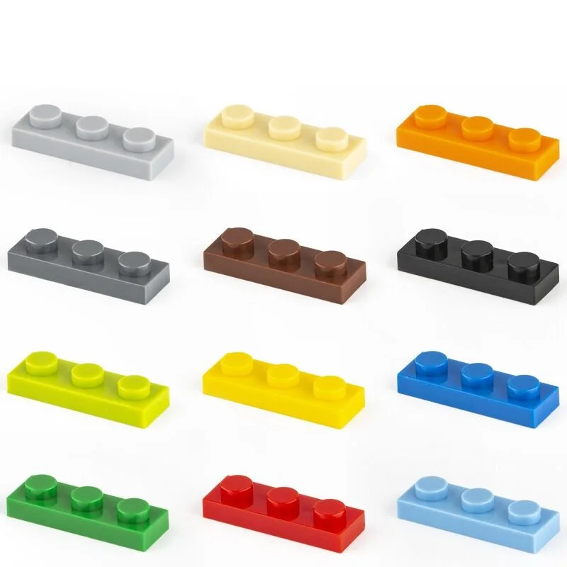 

Locking 100PCS Thin Figures Bricks 1x3 Dots DIY Building Blocks Developmental Educational Creative Compatible Toys for Children