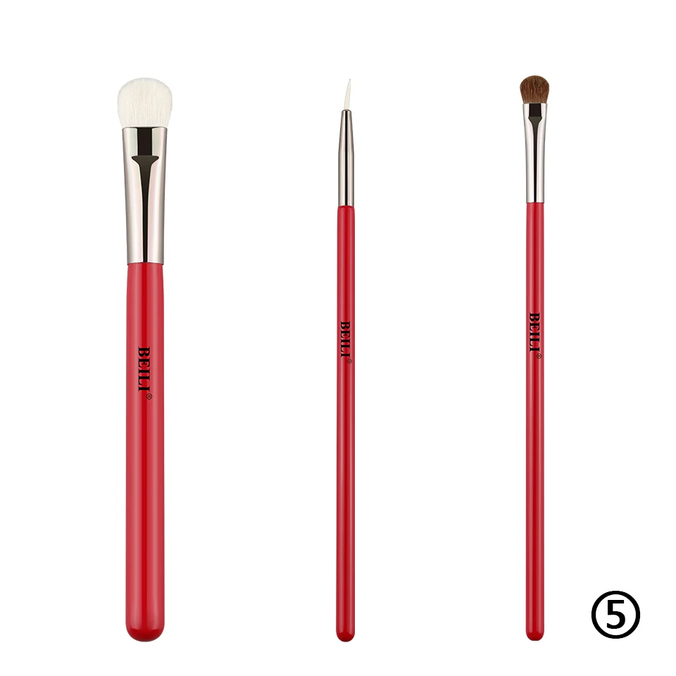 kit 4 BEILI Amber 3 шт. Профессиональный набор кистей для макияжа глаз кисть для теней Косметика Тени для век подводка для бровей натуральные волосы макияж - Handle Color: kit 4