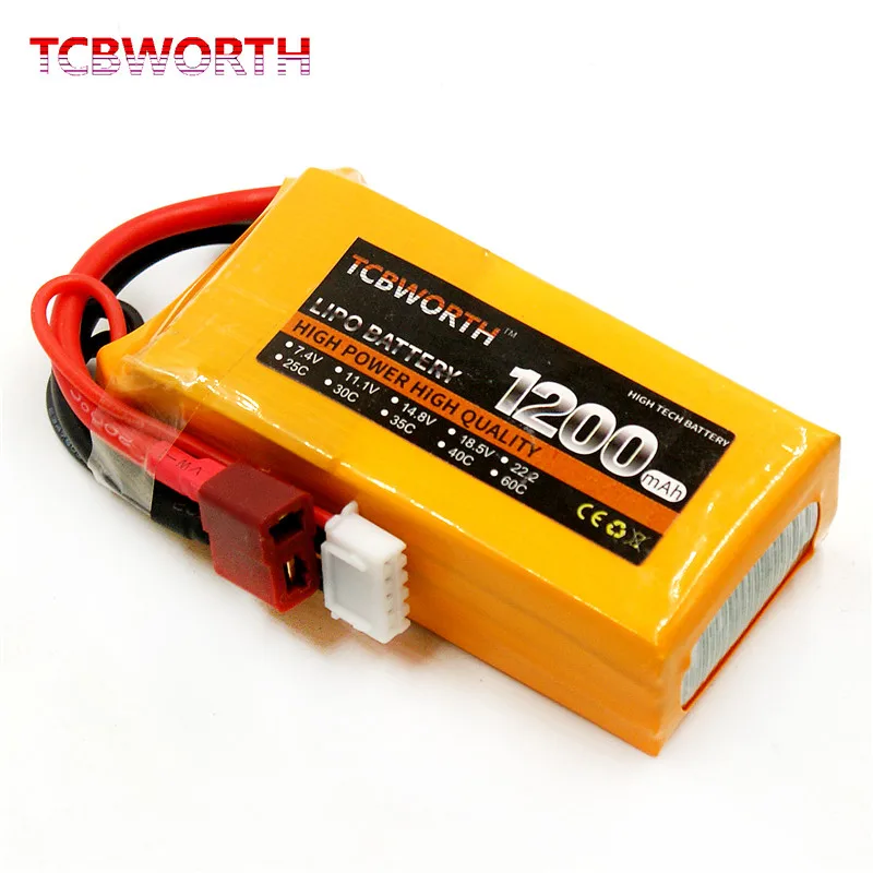

TCBWORTH New 4S RC LiPo Battery 14.8V 1200mAh 35C For RC Helicopter Airplane Car Boat Quadrotor Rechargeable Batteries 4S