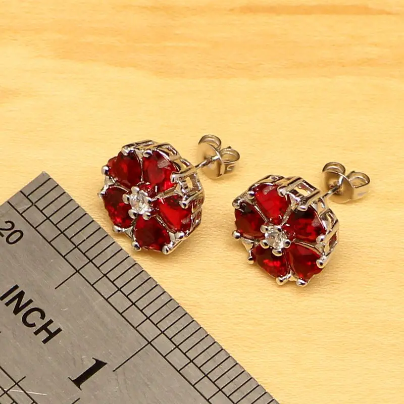 Набор ювелирных изделий из белого кубического циркония в форме сердца Красного