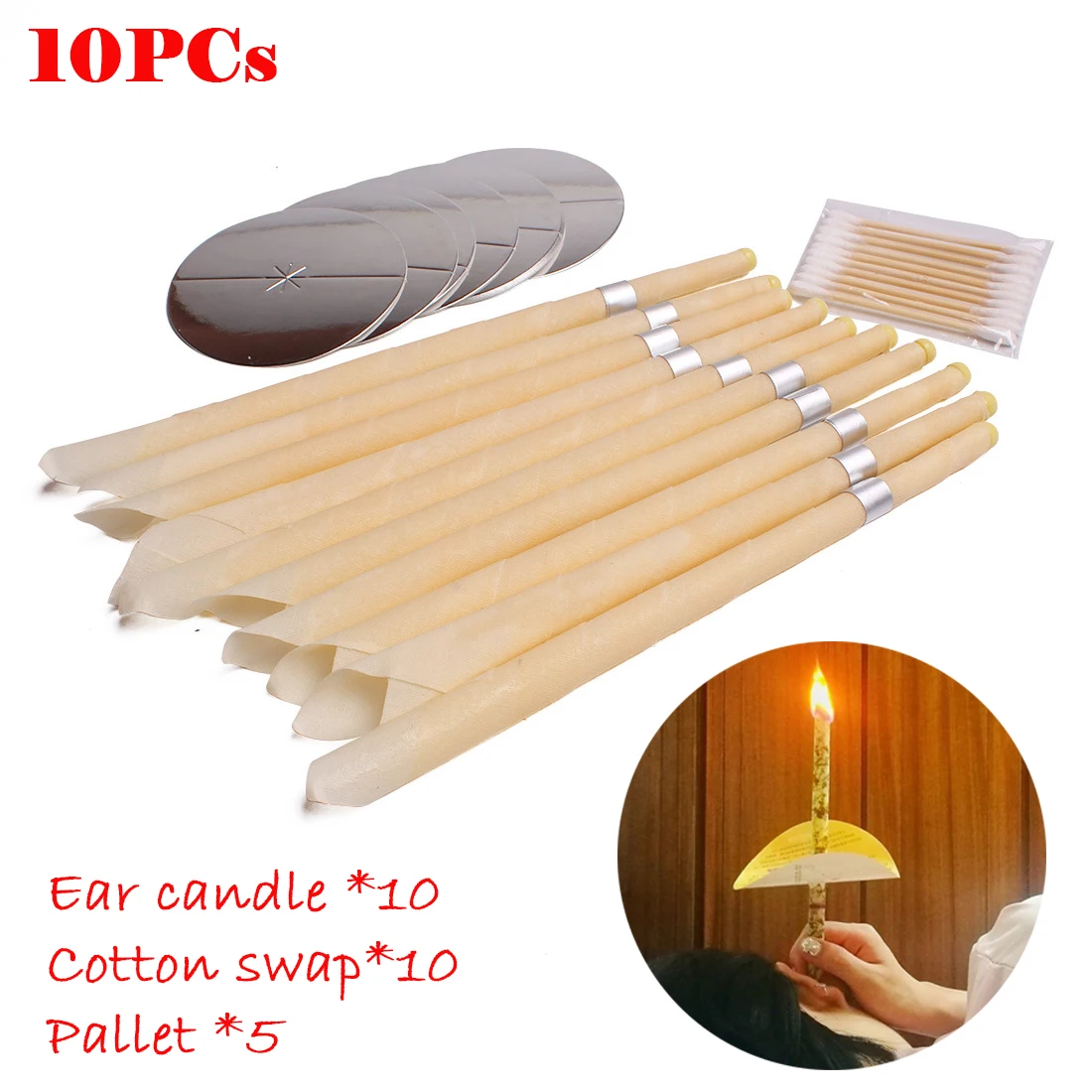 

10pcs Ear Candles Ear Wax Clean Removal Natural Beeswax Propolis Indiana Therapy Fragrance Candling Cone Candle Relaxation