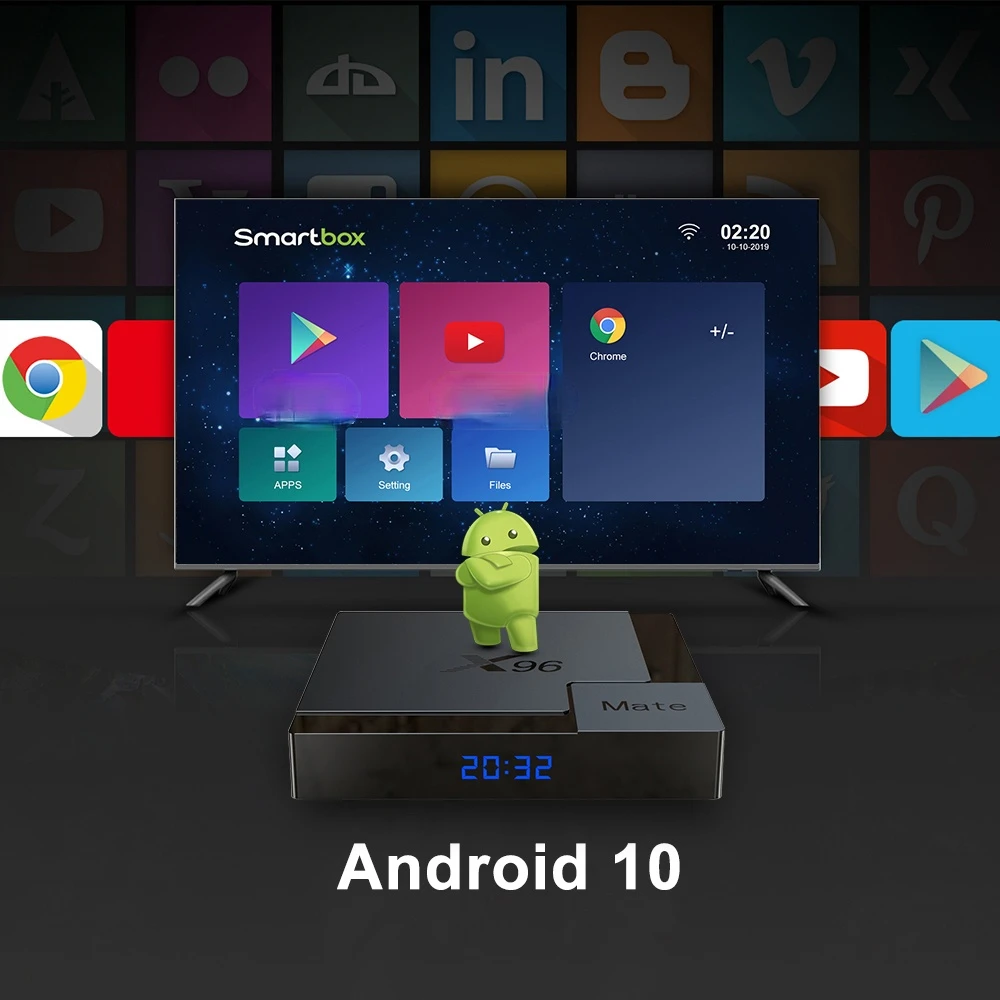 

Smart Android 10.0 TV BOX X96 Mate Mini TVBox Android 10 4G/64G 2.4G&5G Dual wifi X96Mate 6K Media Player PK H96 MAX TX6S