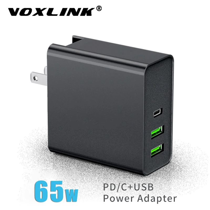 

VOXLINK 65W Quick Charger 3Ports 2 USB A PD C Charger Wall Charger For Type-C Laptops MacBook Pro Air iPad iPhone Power Adapter
