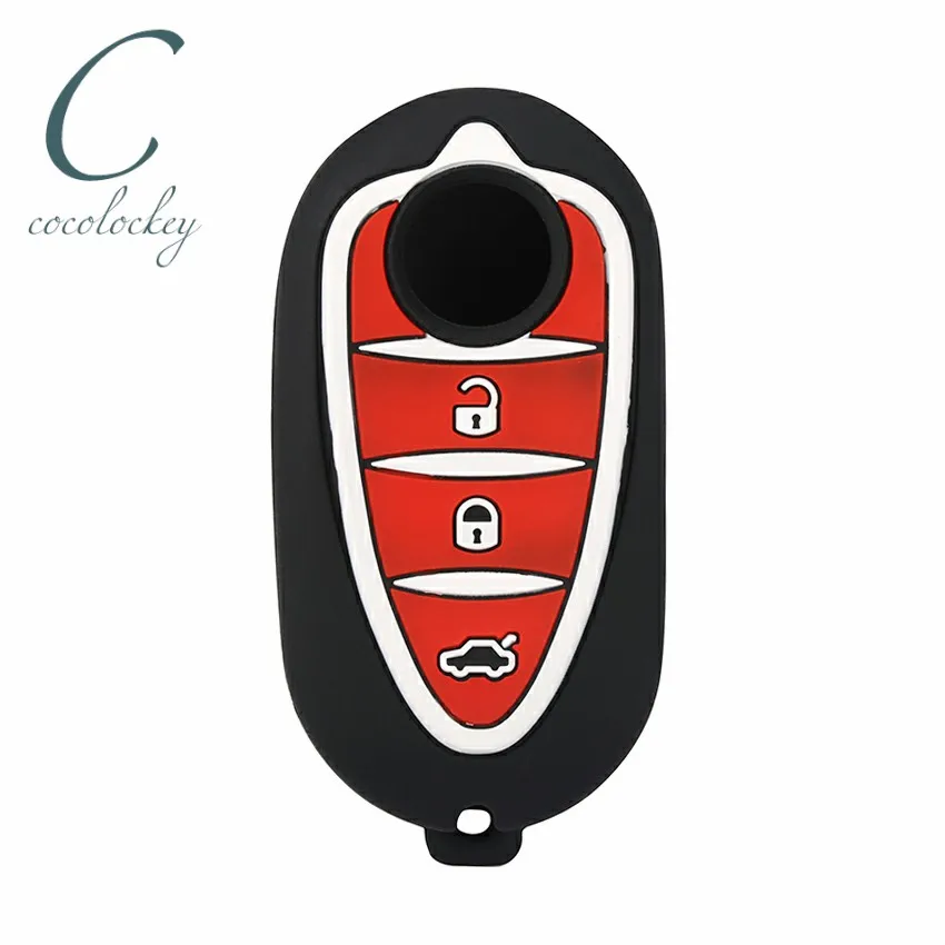 

Cocolockey Silicone Car Key Cover Fob for Alfa Romeo 4C Mito Giulietta Myth 159 GTO GTA 3 Buttons Flip Remote Keys Case