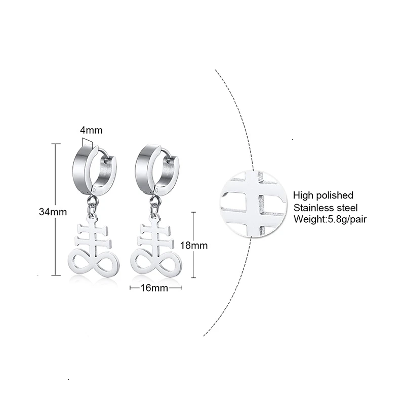 Vnox Mens Satan and Lucifer Earrings for Women Jewelry Anti Allergy Stainless Steel Unisex Ear Gifts | Украшения и аксессуары
