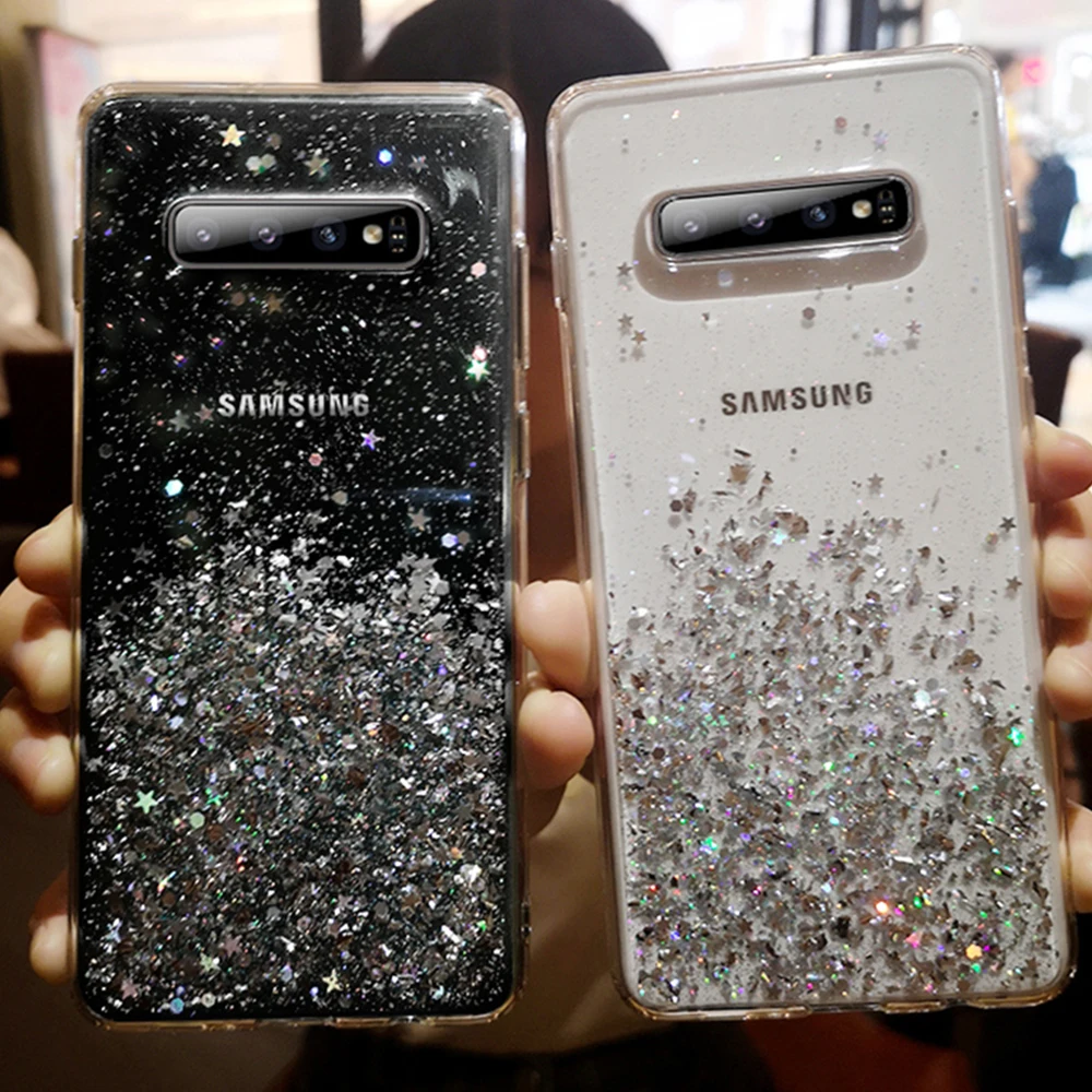Glitter Star Clear Phone Cover Case For Samsung Galaxy S10 S9 S8 Plus Note 8 9 10 Pro Transparent Soft TPU Silicon Cases | Мобильные