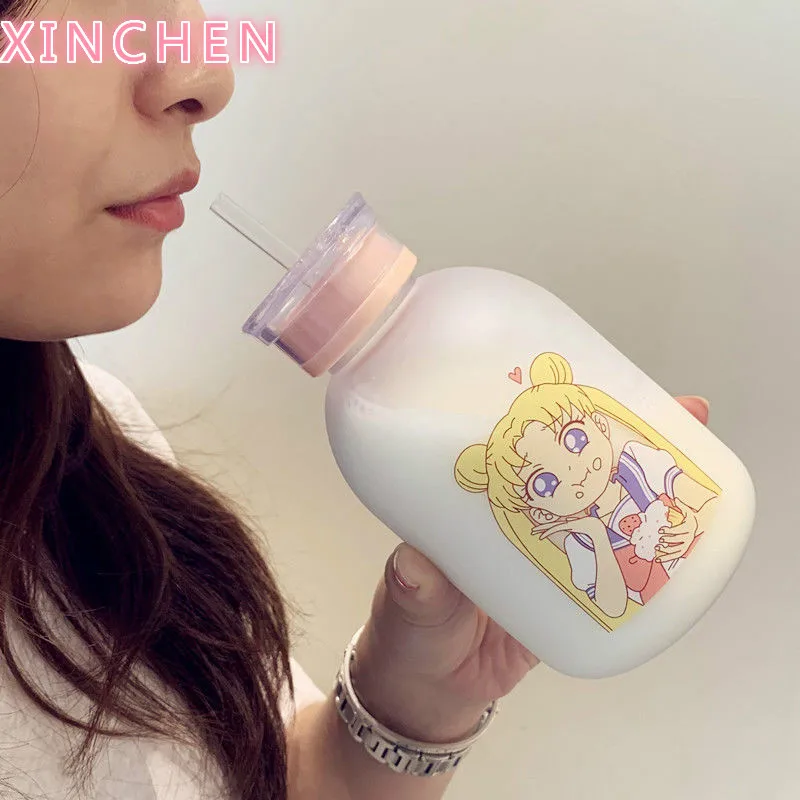 XINCHEN мультяшная матовая пластиковая бутылка Сейлор Мун прозрачная стеклянная