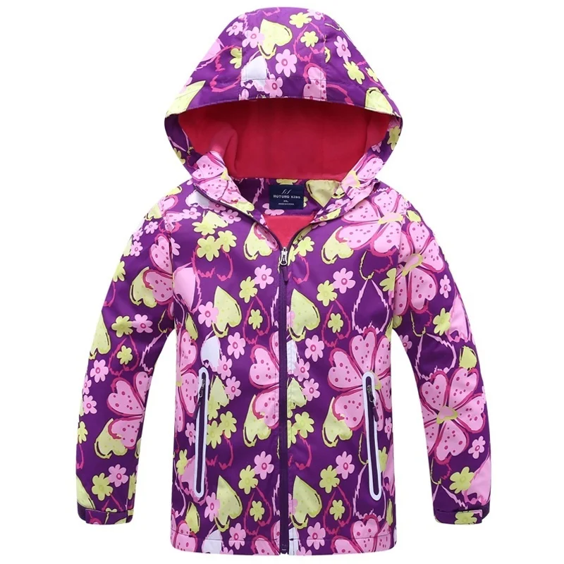 Kids Clothes for Girls Printed Coat Autumn Winter Children Fashion Waterproof Hooded Zipper Warm Windbreaker | Детская одежда и