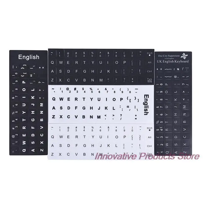 

English Keyboard Replacement Stickers White on Black Any PC Computer Laptop