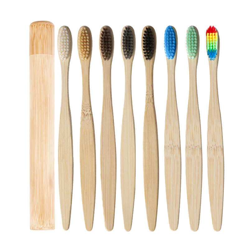 2 шт. упаковка мягкая зубная щетка &quotРадуга&quot бамбуковая трубка Экологичная