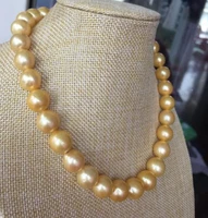 huge 10 12mm south sea gold pearl necklace 18inch 14k20