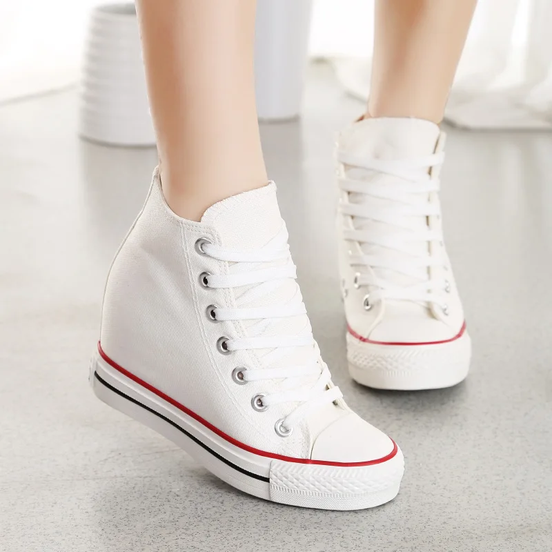 New Korean version of 8 cm canvas shoes fashion wild casual comfortable trend student | Обувь