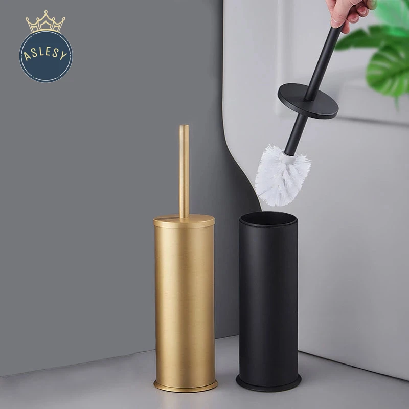 aslesy bathroom long handle toilet brush luxurious aluminum household toilet brush with base bathroom accessories cleaning set free global shipping