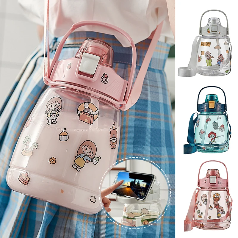 

1.2L Large Capacity Water Cup Cute Drinking Drop-proof Plastic Cups Outdoor Sports Drinking Bottle Safe Durable Portable Kettle