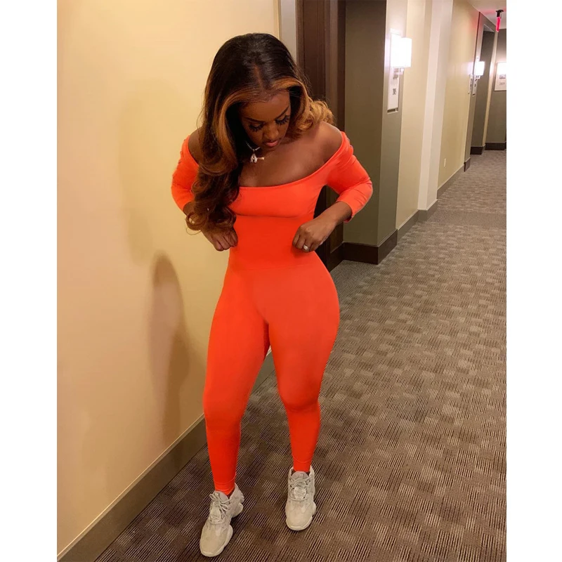 

Новый Популярный однотонный Облегающий комбинезон TNNAOFF, спортивные костюмы для женщин, Осенние сексуальные цельные Клубные Повседневные К...