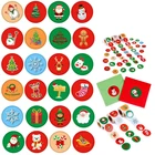 500 шт., рождественские наклейки для украшения, рождественские этикетки из мультфильмов для детей, подарок, клейкая бирка, водонепроницаемая, для праздничных канцелярских принадлежностей