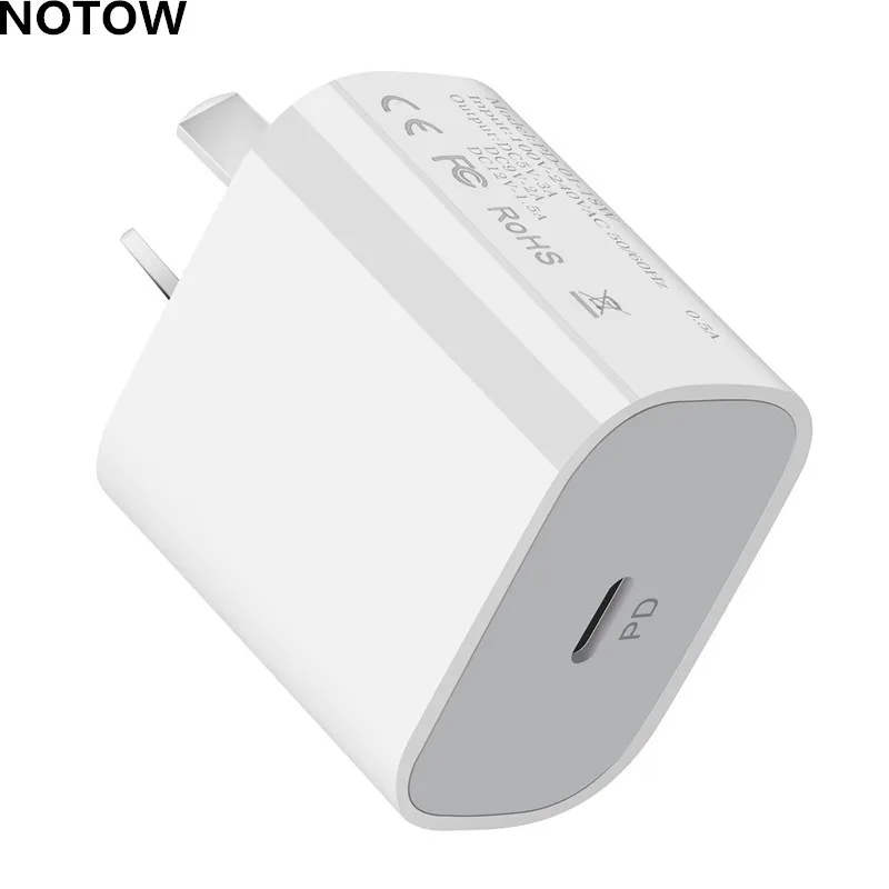 

NOTOW 5V 3A AU/US/EU/UK Plug 18W PD USB Type C Wall Charger Travel Power Adapter Quick Fast Charger For iPhone for Samsung