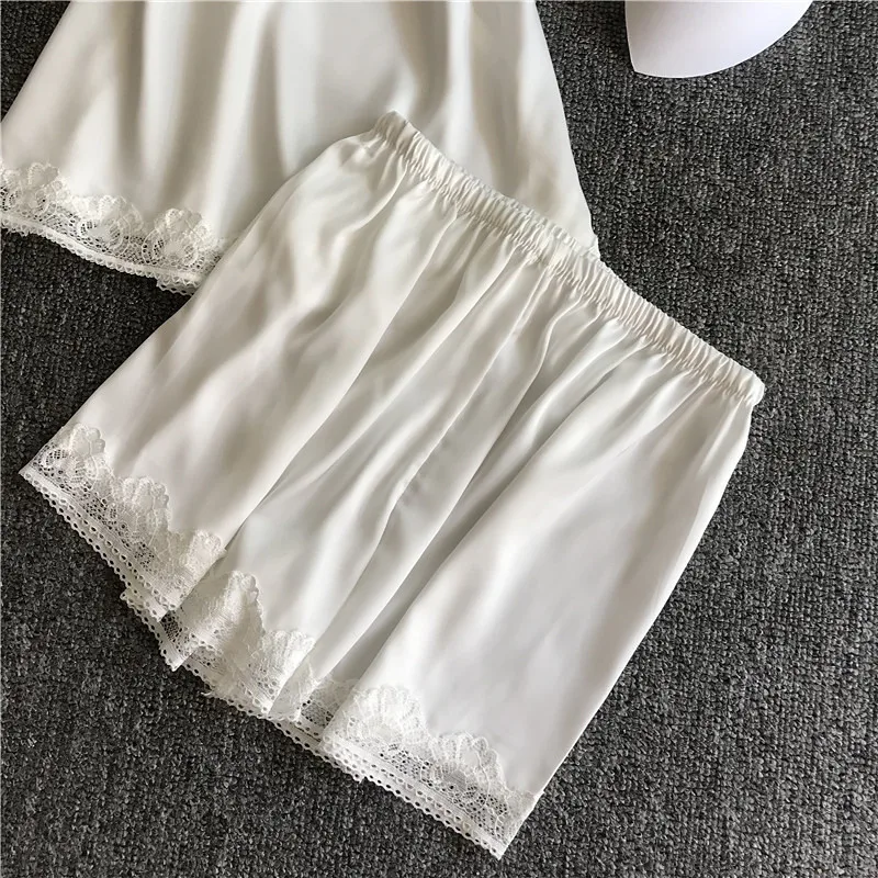 

New Style with Chest Pad Pajamas Female Summer Lace Temptation Suspenders Short Sleeve Shorts Korean Sleepwear Two-piece Suit