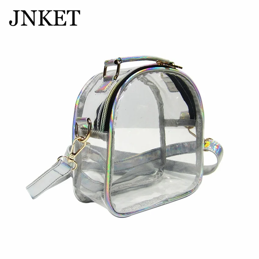 

JNKET New Laser Transparent Mini Shoulder Bag Simplicity PVC Jelly Transparent Summer Backpack For Women Fashion Crossbody Bag