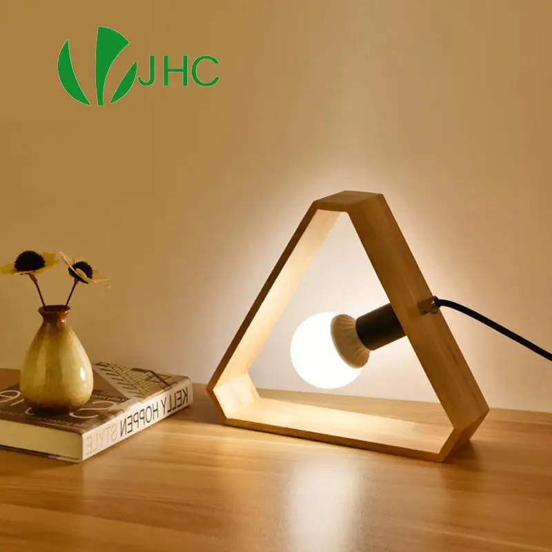Арт деревянной настольной лампы скандинавские современные треугольный стол
