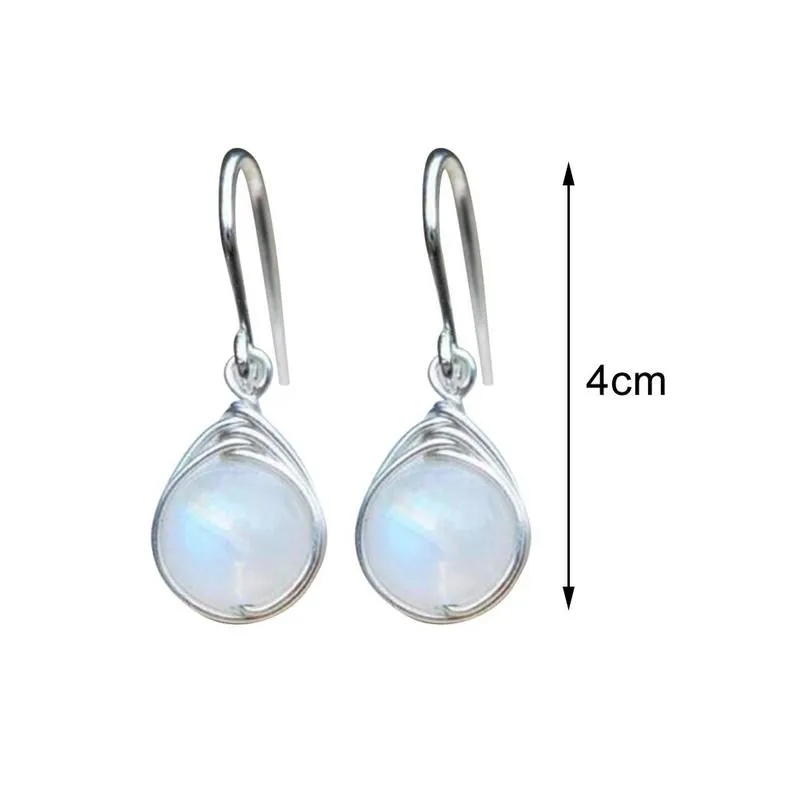 Женские длинные висячие серьги Vi G0J8 с фиолетовым и белым лунным камнем простые