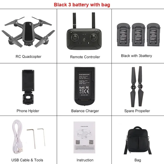 Black 3 Battery 1bag JJRC X9 Heron gps 5G Wi-Fi FPV с камерой 1080P оптическое позиционирование потока удержание высоты следование Квадрокоптер Радиоуправляемый Дрон Квадрокоптер RTF - Цвет: Black 3 Battery 1bag