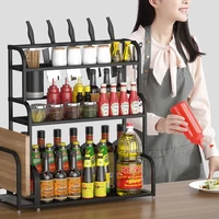304050cm 3 tier stainless steel kitchen countertop spice rack organizer cabinet shelves knife holder with cutting board rack