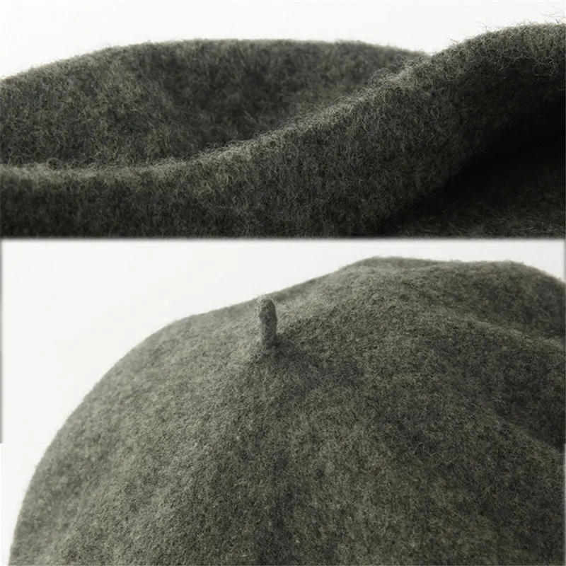 Women Autumn Winter Wool Fashion Berets Solid Color Caps Beanie Hat Bonnet Warm Walking For Girls Flat Cap Felt | Аксессуары для