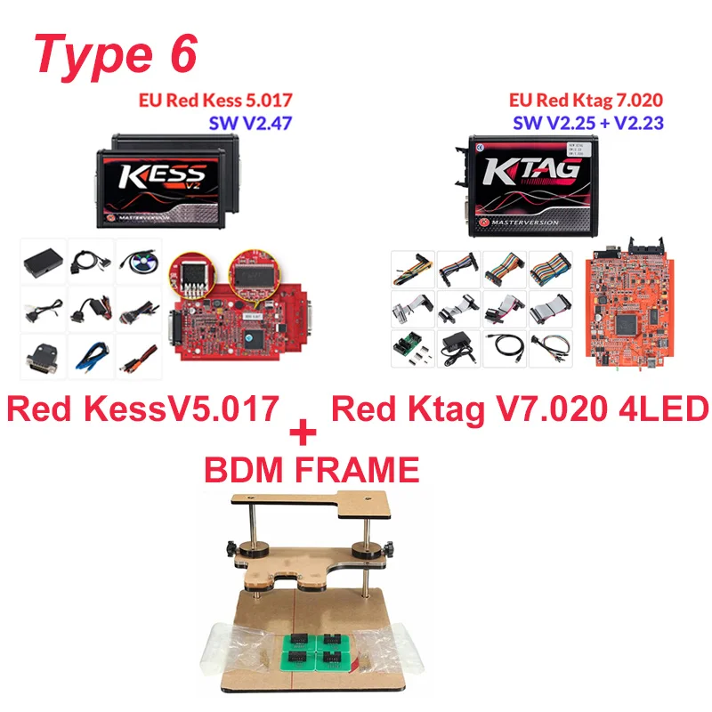 Kess Ktag BDM Frame Красный KESS V2.47 V5.017 без жетонов ЭБУ чип Тюнинг мастер ЭКЮ программист KESS V2 менеджер Тюнинг Комплект для автомобиля/грузовика - Цвет: Kess Ktag BDM Frame