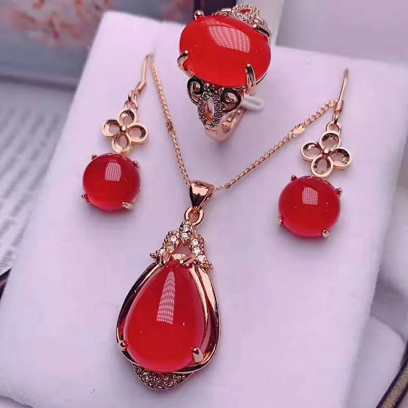 Натуральный лед S925 Серебряный нефрит набор ювелирных изделий Кольцо Серьги