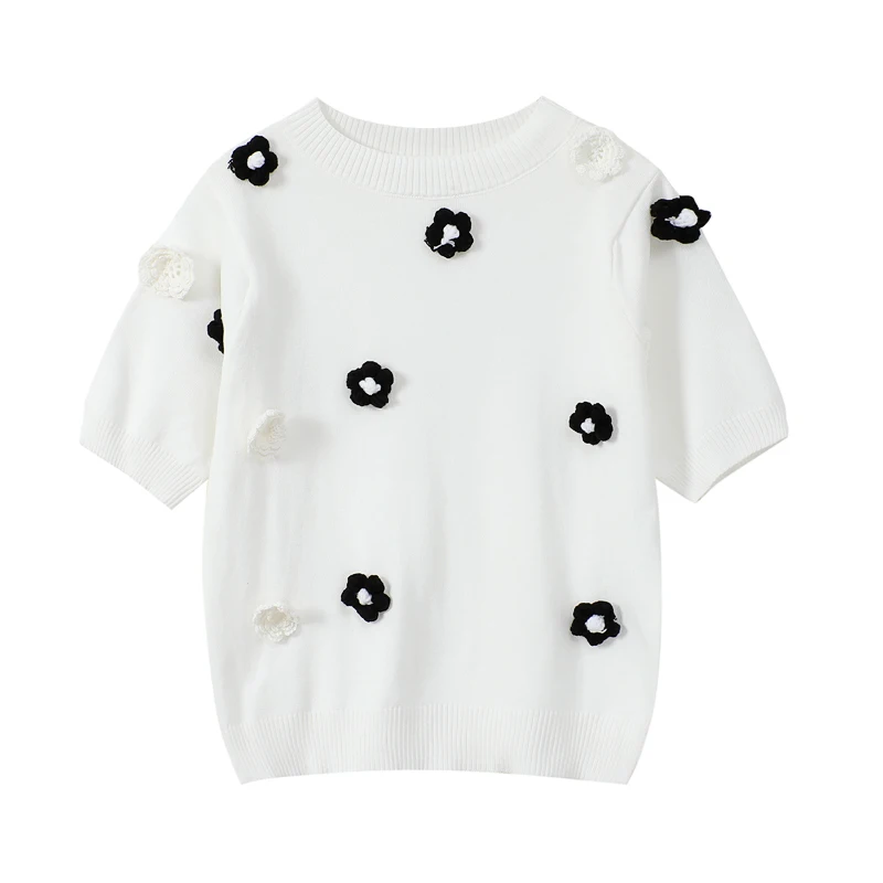 Женский трикотажный укороченный свитер элегантный белый Повседневный топ с